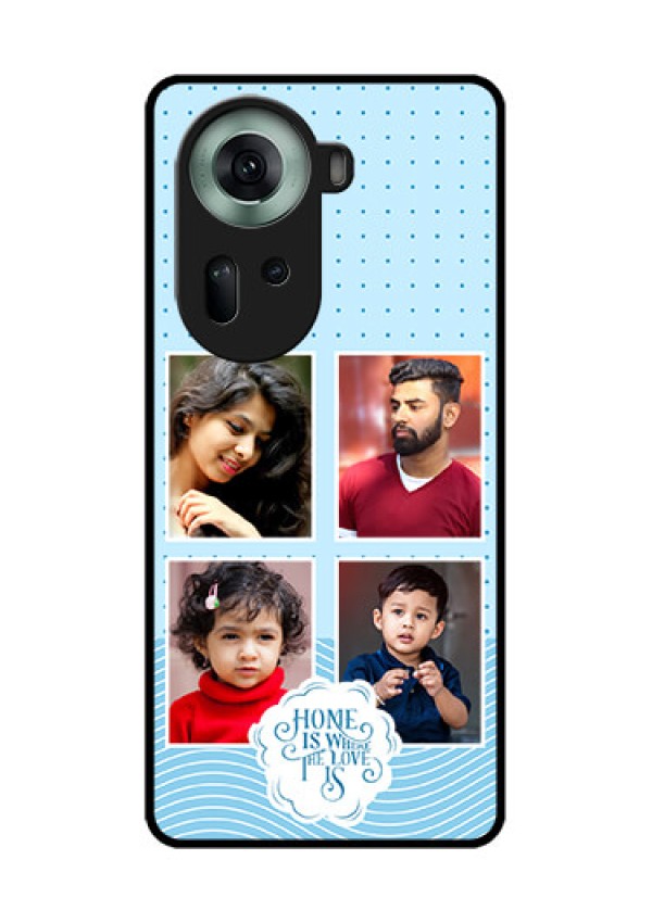 Oppo Reno 11 5G Custom Glass Phone Case - Cute Love Quote With 4 Pic Upload Design