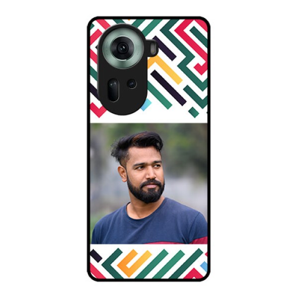 Oppo Reno 11 5G Custom Glass Phone Case - Colorful Maze Pattern Design Oppo Reno 11 5G Custom Glass Phone Case - Colorful Maze Pattern Design