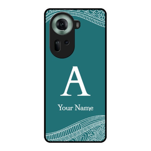 Oppo Reno 11 5G Custom Glass Phone Case - Line Art Pattern With Custom Name Design