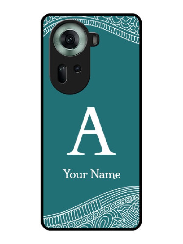 Custom Oppo Reno 11 5G Custom Glass Phone Case - Line Art Pattern With Custom Name Design