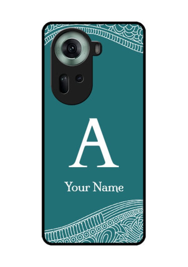 Oppo Reno 11 5G Custom Glass Phone Case - Line Art Pattern With Custom Name Design
