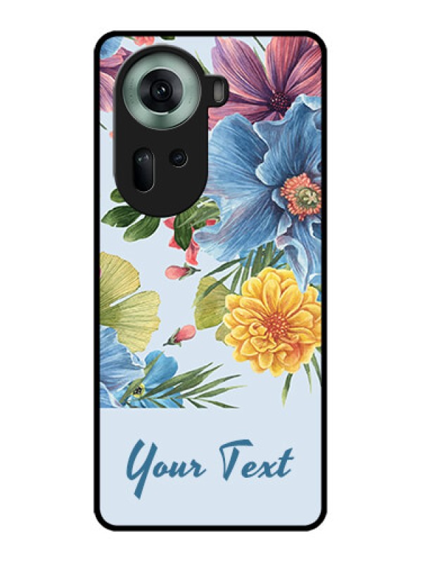 Custom Oppo Reno 11 5G Custom Glass Phone Case - Stunning Watercolored Flowers Painting Design