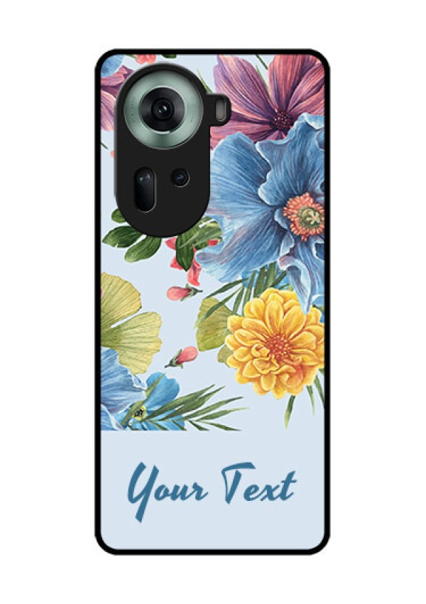 Oppo Reno 11 5G Custom Glass Phone Case - Stunning Watercolored Flowers Painting Design