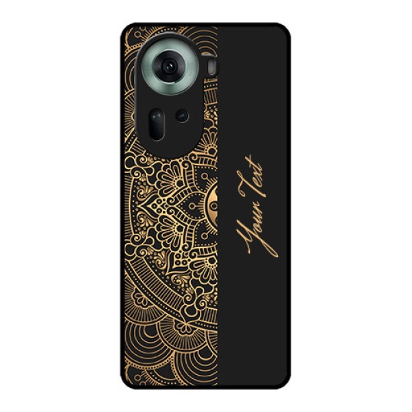 Oppo Reno 11 5G Custom Glass Phone Case - Mandala Art With Custom Text Design Oppo Reno 11 5G Custom Glass Phone Case - Mandala Art With Custom Text Design