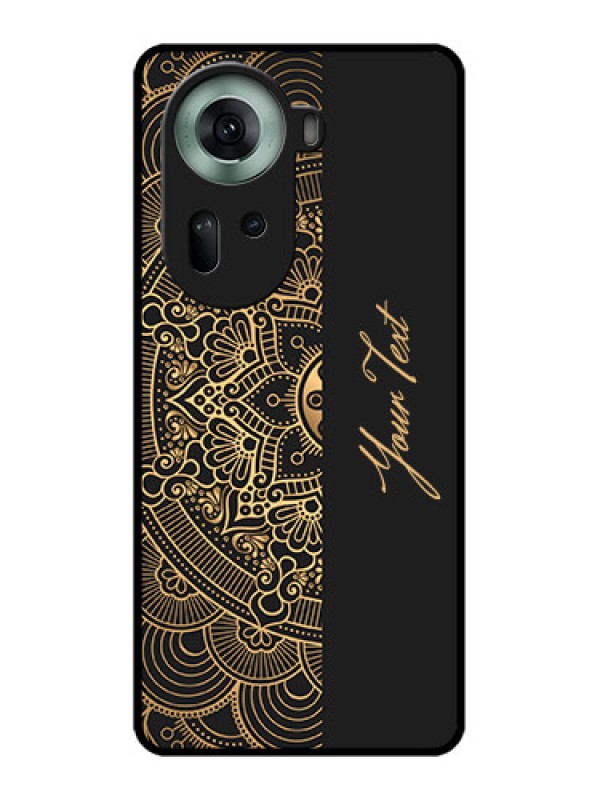 Custom Oppo Reno 11 5G Custom Glass Phone Case - Mandala Art With Custom Text Design