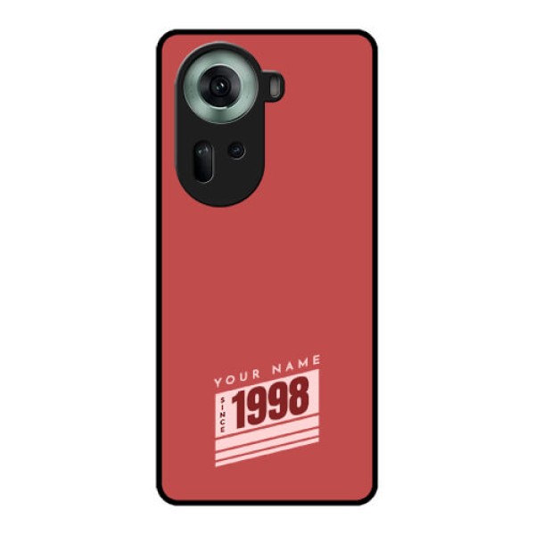 Oppo Reno 11 5G Custom Glass Phone Case - Red Custom Year Of Birth Design Oppo Reno 11 5G Custom Glass Phone Case - Red Custom Year Of Birth Design