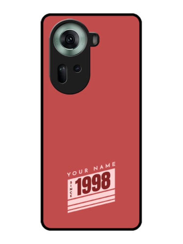Custom Oppo Reno 11 5G Custom Glass Phone Case - Red Custom Year Of Birth Design