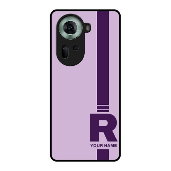 Oppo Reno 11 5G Custom Glass Phone Case - Simple Dual Tone Stripe With Name Design