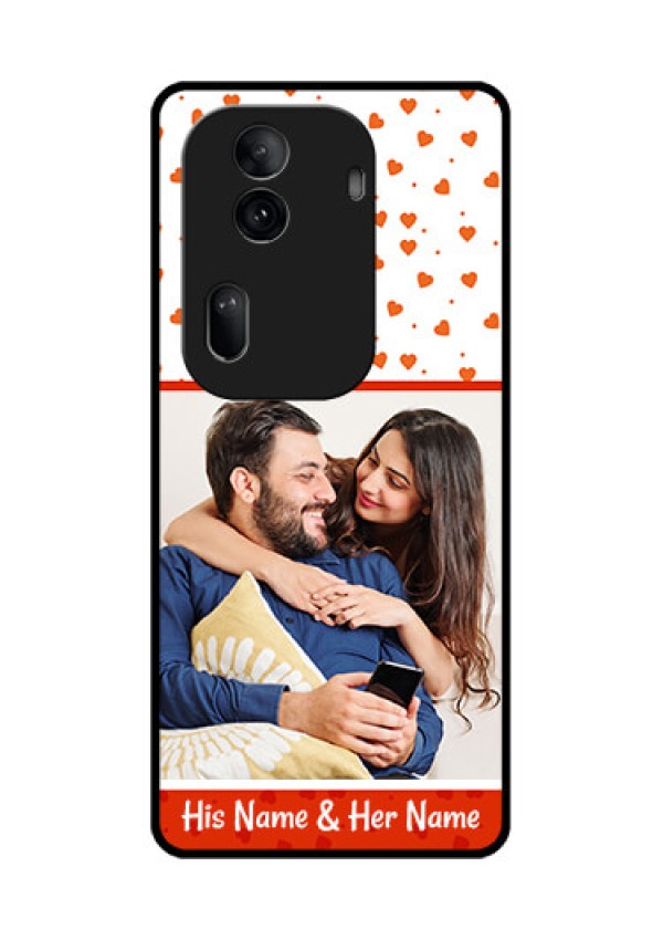 Oppo Reno 11 Pro 5G Custom Glass Phone Case - Orange Love Symbol Design