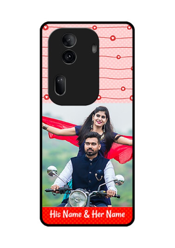 Oppo Reno 11 Pro 5G Custom Glass Phone Case - Red Pattern Case Design