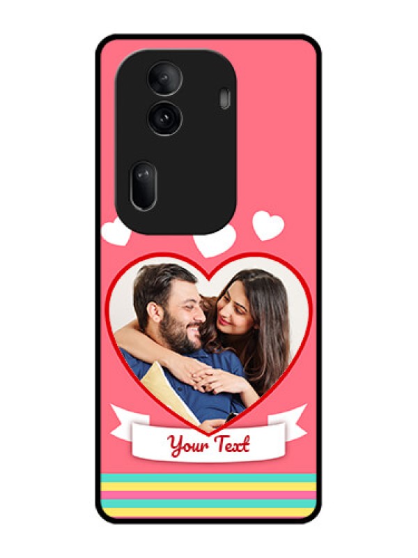Custom Oppo Reno 11 Pro 5G Custom Glass Phone Case - Love Shapes Doodle Design