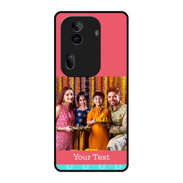 Oppo Reno 11 Pro 5G Custom Glass Phone Case - Peach & Blue Color Design