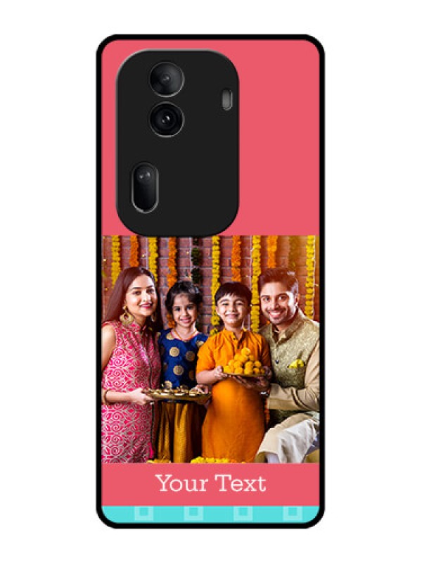 Custom Oppo Reno 11 Pro 5G Custom Glass Phone Case - Peach & Blue Color Design