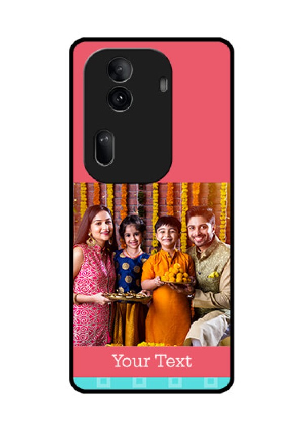 Oppo Reno 11 Pro 5G Custom Glass Phone Case - Peach & Blue Color Design
