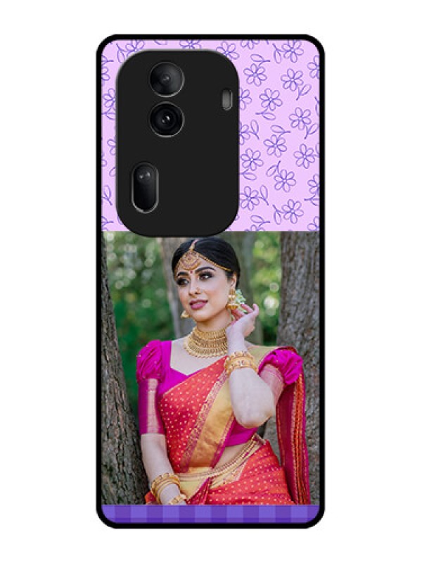 Custom Oppo Reno 11 Pro 5G Custom Glass Phone Case - Purple Floral Design