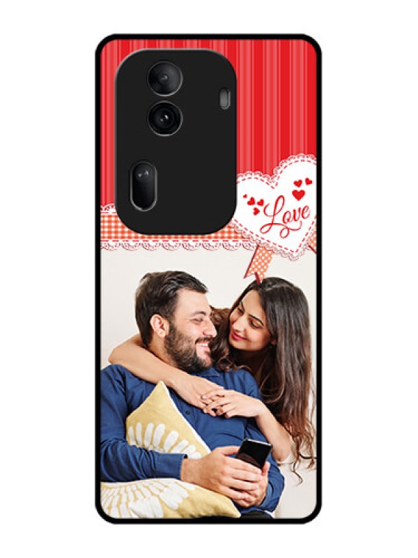 Custom Oppo Reno 11 Pro 5G Custom Glass Phone Case - Red Love Pattern Design