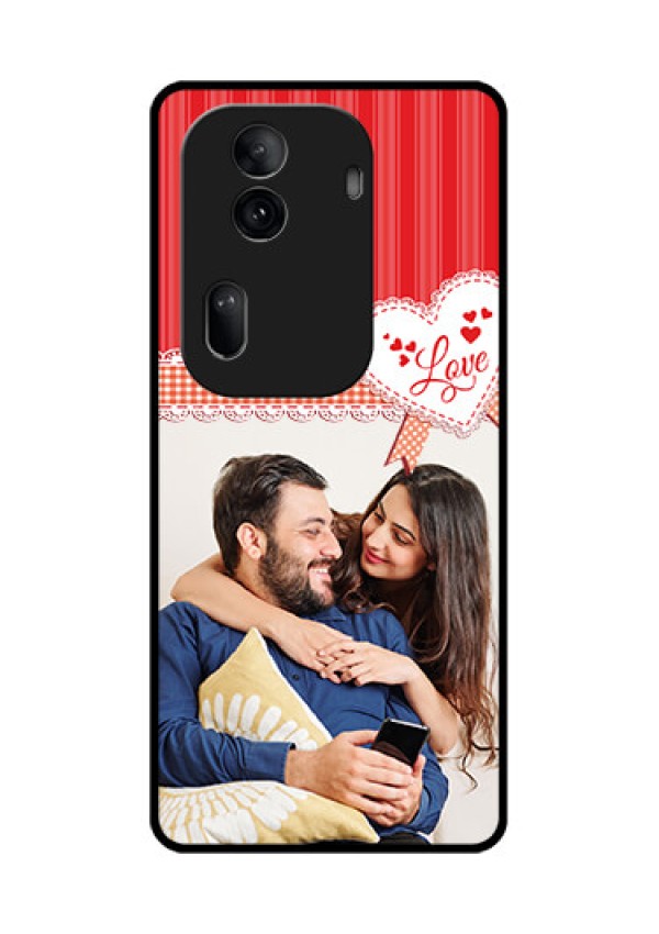 Oppo Reno 11 Pro 5G Custom Glass Phone Case - Red Love Pattern Design