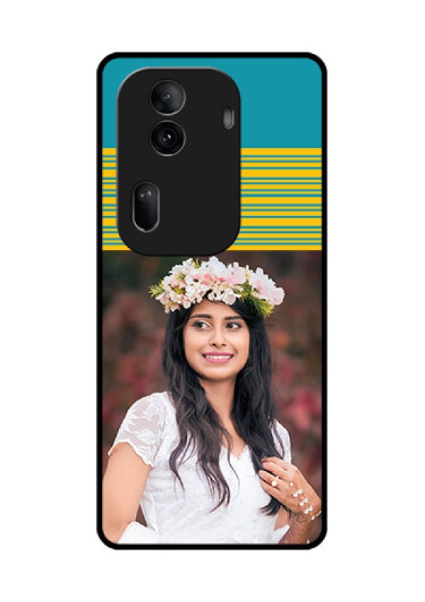 Oppo Reno 11 Pro 5G Custom Glass Phone Case - Yellow & Blue Design