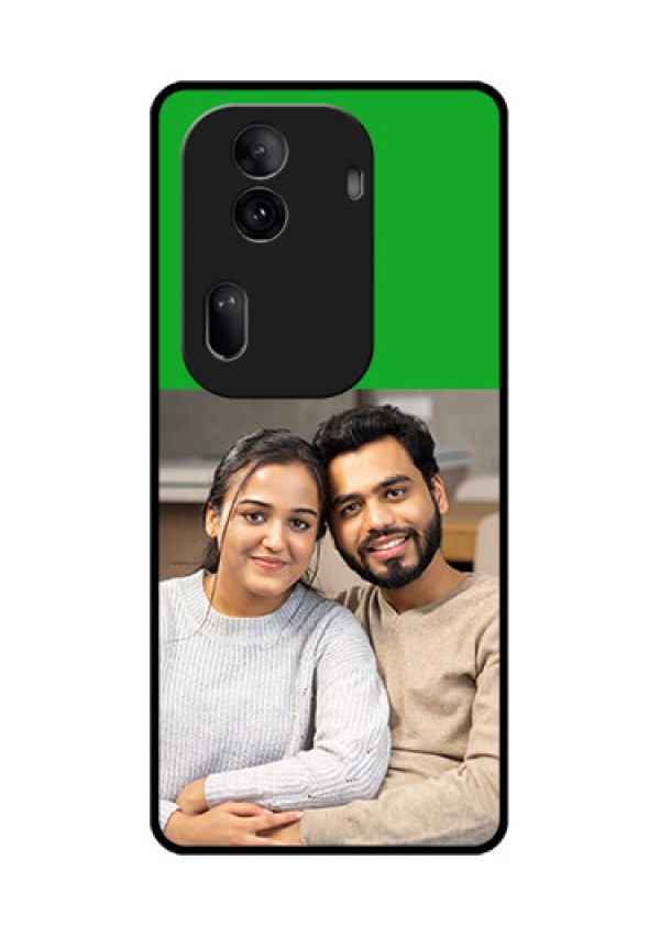 Oppo Reno 11 Pro 5G Custom Glass Phone Case - Green Pattern Design