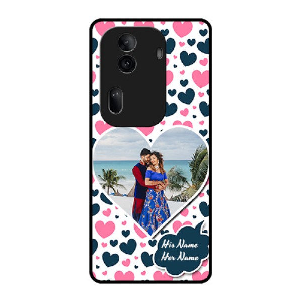 Oppo Reno 11 Pro 5G Custom Glass Phone Case - Pink & Blue Heart Design