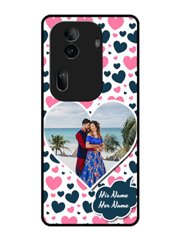 Custom Oppo Reno 11 Pro 5G Custom Glass Phone Case - Pink & Blue Heart Design