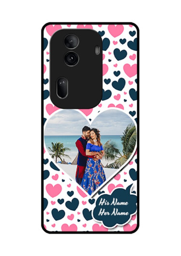 Oppo Reno 11 Pro 5G Custom Glass Phone Case - Pink & Blue Heart Design