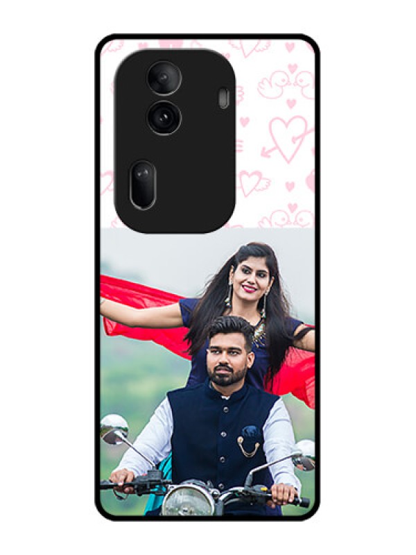 Custom Oppo Reno 11 Pro 5G Custom Glass Phone Case - Pink Flying Heart Design