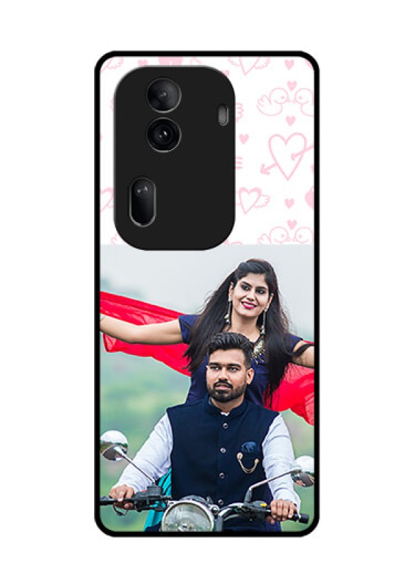 Oppo Reno 11 Pro 5G Custom Glass Phone Case - Pink Flying Heart Design