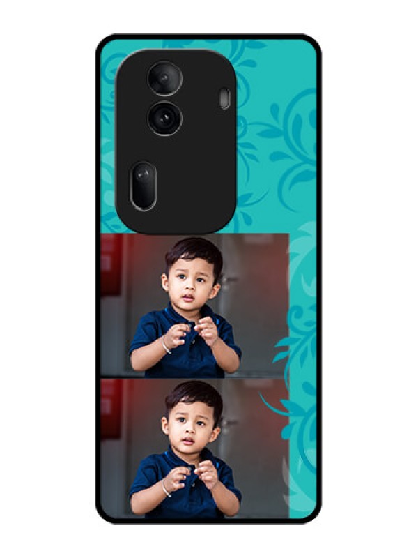 Custom Oppo Reno 11 Pro 5G Custom Glass Phone Case - With Photo And Green Floral Design