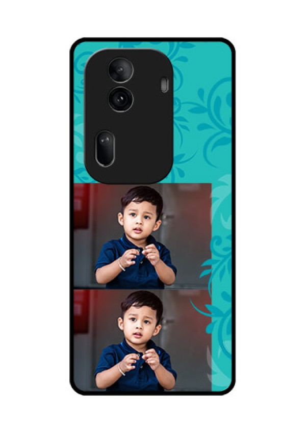 Oppo Reno 11 Pro 5G Custom Glass Phone Case - With Photo And Green Floral Design