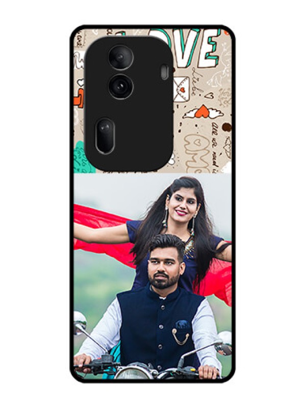 Custom Oppo Reno 11 Pro 5G Custom Glass Phone Case - Love Doodle Pattern