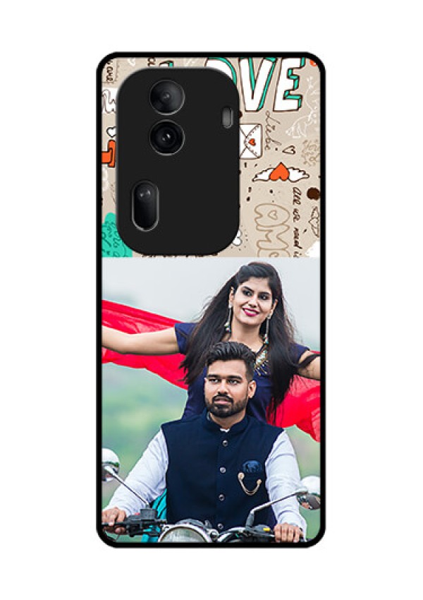 Oppo Reno 11 Pro 5G Custom Glass Phone Case - Love Doodle Pattern
