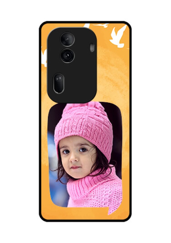 Oppo Reno 11 Pro 5G Custom Glass Phone Case - Water Color Design With Bird Icons