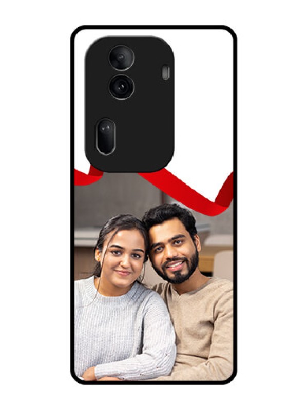 Custom Oppo Reno 11 Pro 5G Custom Glass Phone Case - Red Ribbon Frame Design