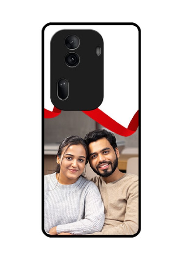 Oppo Reno 11 Pro 5G Custom Glass Phone Case - Red Ribbon Frame Design