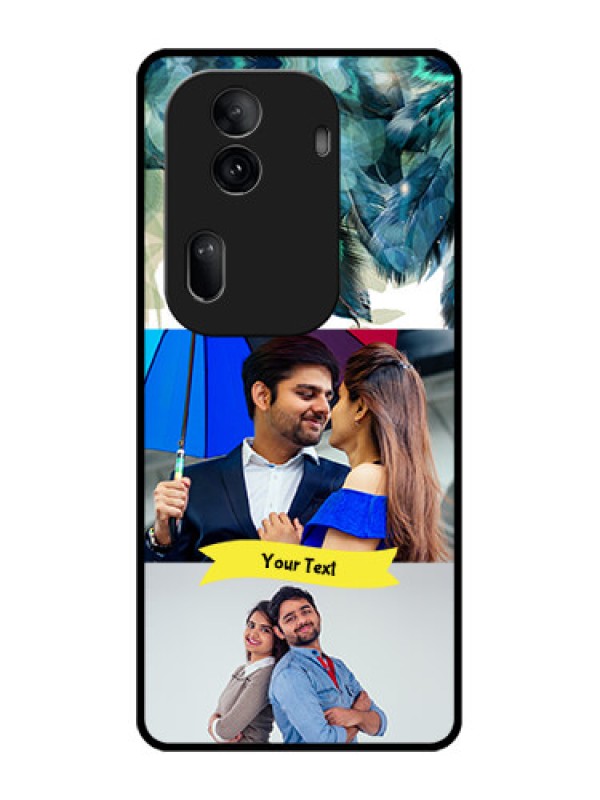 Custom Oppo Reno 11 Pro 5G Custom Glass Phone Case - Image With Boho Peacock Feather Design