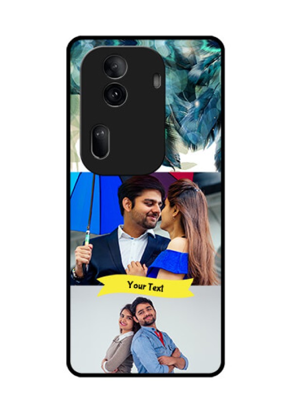 Oppo Reno 11 Pro 5G Custom Glass Phone Case - Image With Boho Peacock Feather Design