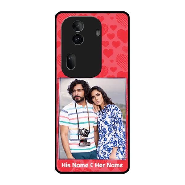 Oppo Reno 11 Pro 5G Custom Glass Phone Case - With Red Heart Symbols Design Oppo Reno 11 Pro 5G Custom Glass Phone Case - With Red Heart Symbols Design