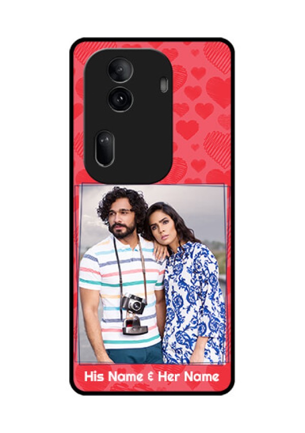 Oppo Reno 11 Pro 5G Custom Glass Phone Case - With Red Heart Symbols Design