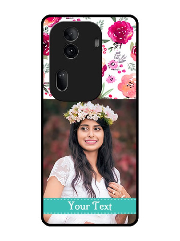 Custom Oppo Reno 11 Pro 5G Custom Glass Phone Case - Water Colors Floral Design