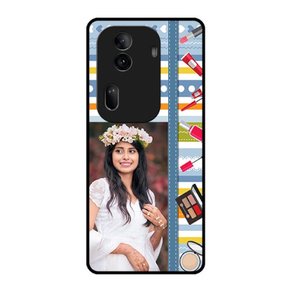 Oppo Reno 11 Pro 5G Custom Glass Phone Case - Makeup Icons Design