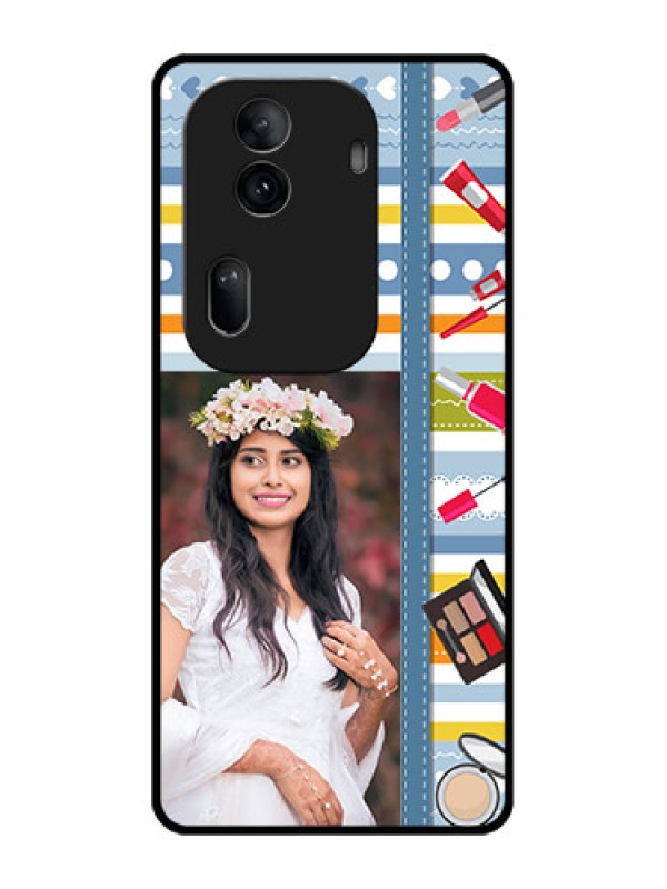 Custom Oppo Reno 11 Pro 5G Custom Glass Phone Case - Makeup Icons Design