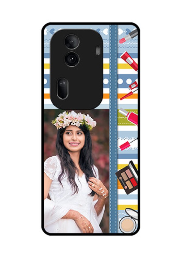 Oppo Reno 11 Pro 5G Custom Glass Phone Case - Makeup Icons Design