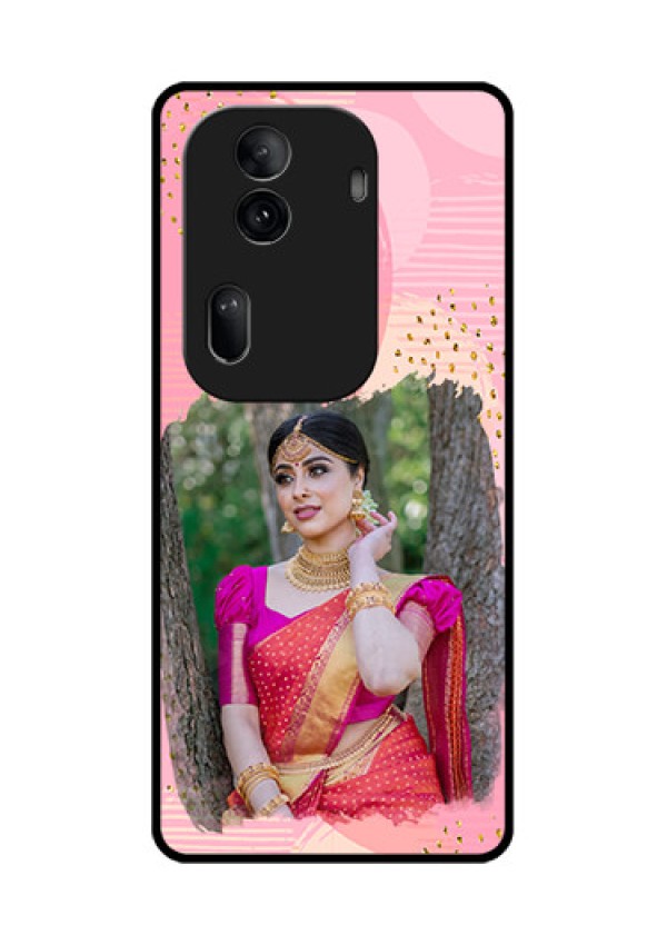 Oppo Reno 11 Pro 5G Custom Glass Phone Case - Gold Glitter Splash Design
