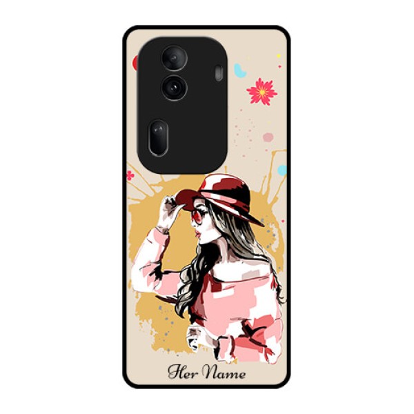 Oppo Reno 11 Pro 5G Custom Glass Phone Case - Women With Pink Hat Design Oppo Reno 11 Pro 5G Custom Glass Phone Case - Women With Pink Hat Design