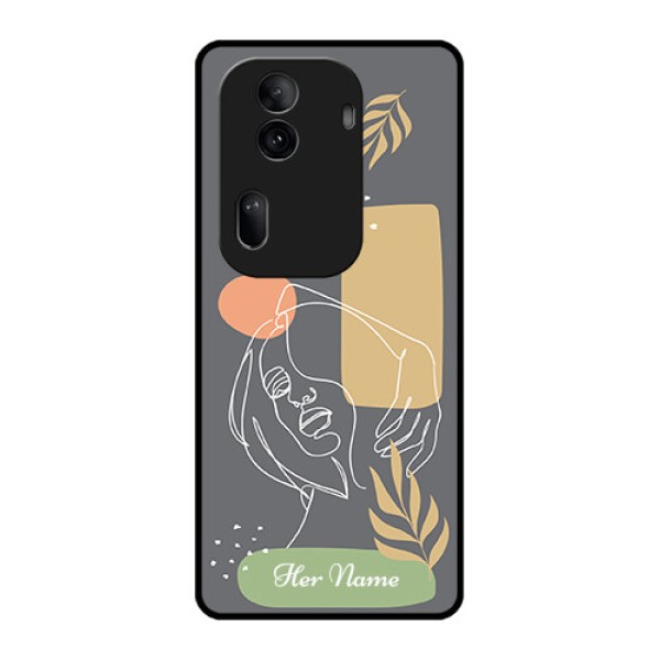 Oppo Reno 11 Pro 5G Custom Glass Phone Case - Gazing Woman Line Art Design Oppo Reno 11 Pro 5G Custom Glass Phone Case - Gazing Woman Line Art Design