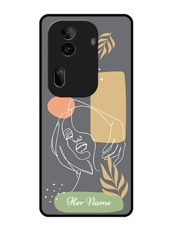 Custom Oppo Reno 11 Pro 5G Custom Glass Phone Case - Gazing Woman Line Art Design
