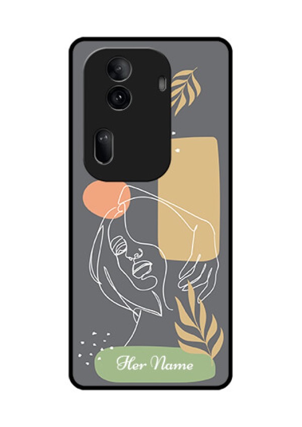 Oppo Reno 11 Pro 5G Custom Glass Phone Case - Gazing Woman Line Art Design