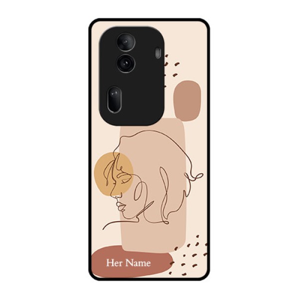 Oppo Reno 11 Pro 5G Custom Glass Phone Case - Calm Woman Line Art Design Oppo Reno 11 Pro 5G Custom Glass Phone Case - Calm Woman Line Art Design