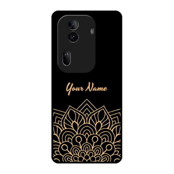 Oppo Reno 11 Pro 5G Custom Glass Phone Case - Golden Mandala Design